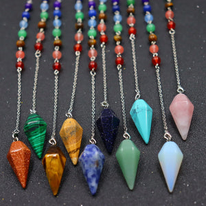 Colorful Crystal Pendulum Hexagonal Column Conical Healthy Reiki