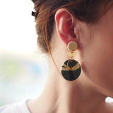 Colorful Floral Abstract Polymer Clay Brass Hoop Dangle Earrings
