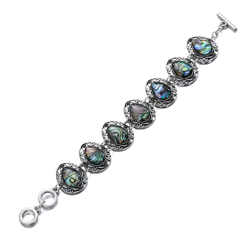 Colorful Shell Bangle Bracelet Geometric Hollow Adjustable Jewelry