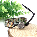 Colorful Natural Stone Bracelet Hand Woven Women's Boho Wrap Bracelet