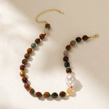 Colorful Natural Stone Pearl Necklace For Women
