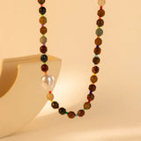 Colorful Natural Stone Pearl Necklace For Women