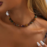 Colorful Natural Stone Pearl Necklace For Women