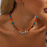 Colorful Stone Evil Eye Necklace for Women