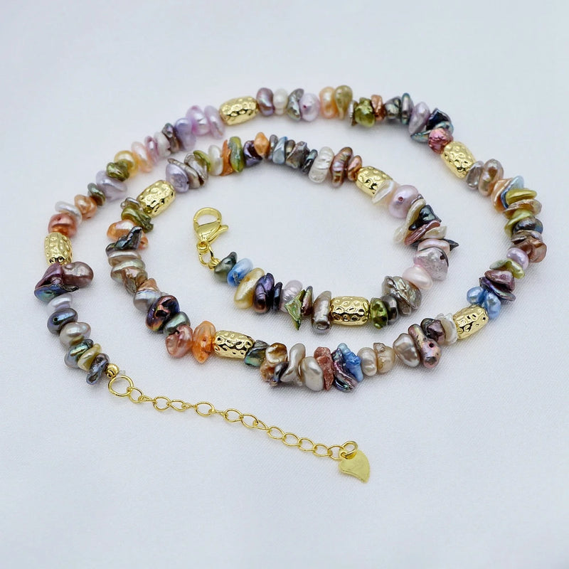 Colorful Baroque Pearl Necklace Rainbow Choker Women Necklace