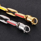 Colorful Painted Stainless Steel Chain Charm Bracelet for Men