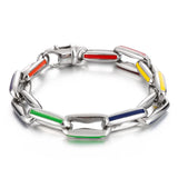 Colorful Painted Stainless Steel Chain Charm Bracelet for Men