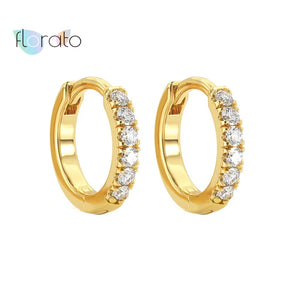 Colorful Crystal Hoop Earrings 925 Sterling Silver Zircon 10/13mm