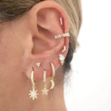 Colorful Crystal Hoop Earrings 925 Sterling Silver Zircon 10/13mm