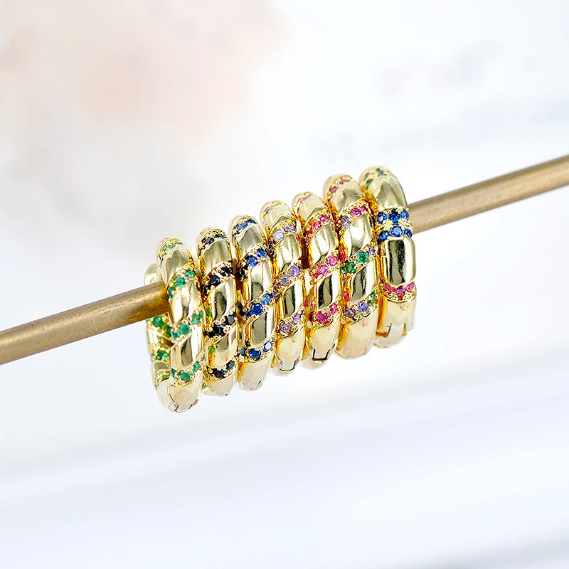 Colorful Crystal Hoop Earrings 925 Sterling Silver Zircon 10/13mm