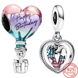 S925 Silver Family Heart Globe Dangle Charm for Bracelet & Necklace