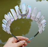 Pink Raw Crystal Witch Halloween Crown Hairband