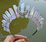 Pink Raw Crystal Witch Halloween Crown Hairband