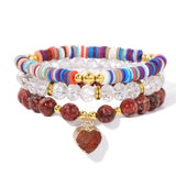 Polymer Clay Granite Stone Bead Bracelet 3Pcs