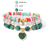 Polymer Clay Granite Stone Bead Bracelet 3Pcs