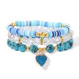 Polymer Clay Granite Stone Bead Bracelet 3Pcs