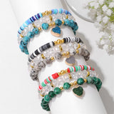 Polymer Clay Granite Stone Bead Bracelet 3Pcs