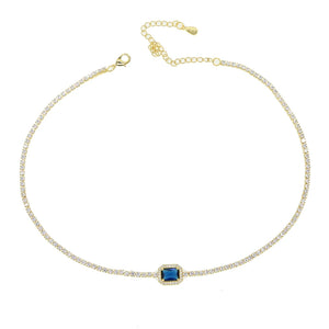 Rainbow CZ Engagement Choker Tennis Chain Necklace