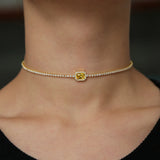 Rainbow CZ Engagement Choker Tennis Chain Necklace