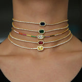 Rainbow CZ Engagement Choker Tennis Chain Necklace