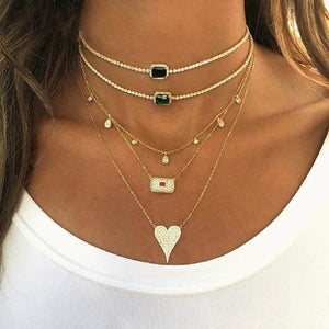 Rainbow CZ Engagement Choker Tennis Chain Necklace