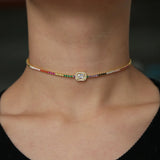 Rainbow CZ Engagement Choker Tennis Chain Necklace