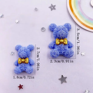 Resin Cartoon Bow Rose Bear Flatback Stone 8PCS DIY Wedding Decor