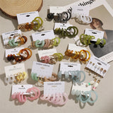 Colorful Resin Earrings Set Pearl Hoop Candy Metal Mix Match Style