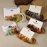 Colorful Resin Earrings Set Pearl Hoop Candy Metal Mix Match Style