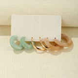 Colorful Resin Earrings Set Pearl Hoop Candy Metal Mix Match Style