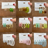 Colorful Resin Earrings Set Pearl Hoop Candy Metal Mix Match Style