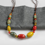 Colorful Retro Ceramic Necklace Artware Antique Necklaces For Women