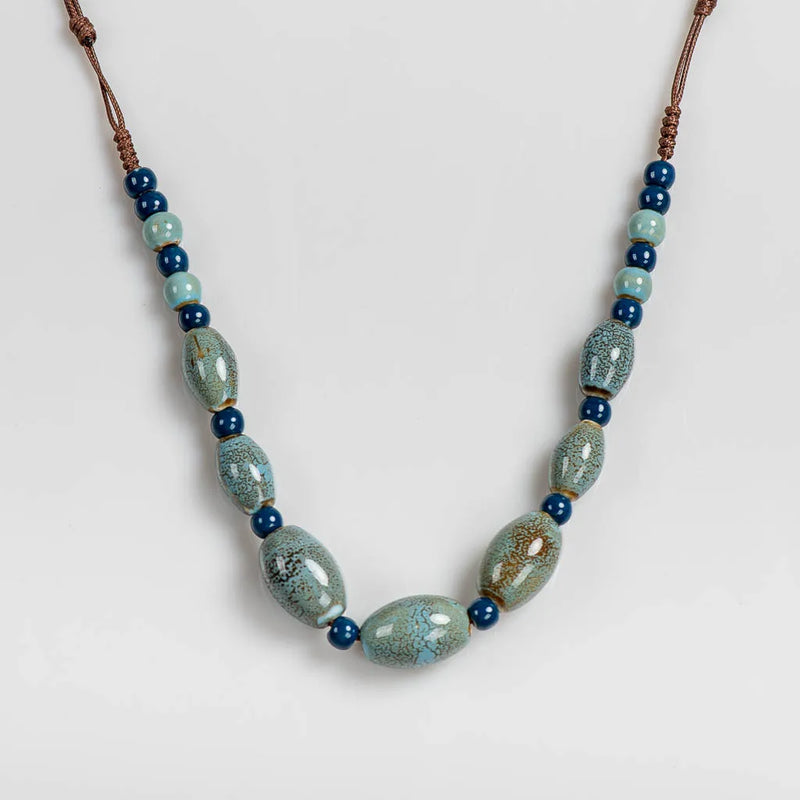 Colorful Retro Ceramic Necklace Artware Antique Necklaces For Women
