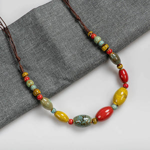 Colorful Retro Ceramic Necklace Artware Antique Necklaces For Women