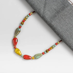 Colorful Retro Ceramic Beads Necklace #XN031