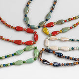Colorful Retro Ceramic Beads Necklace #XN031