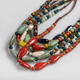 Colorful Retro Ceramic Beads Necklace #XN031