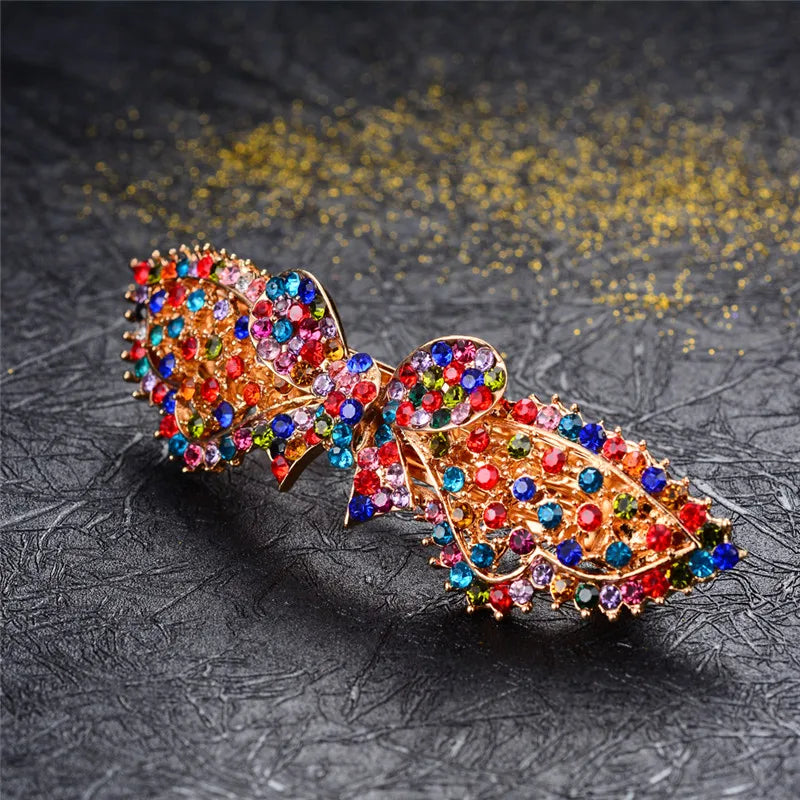 Rhinestone Crystal Butterfly Barrettes Wedding Hair Accessories