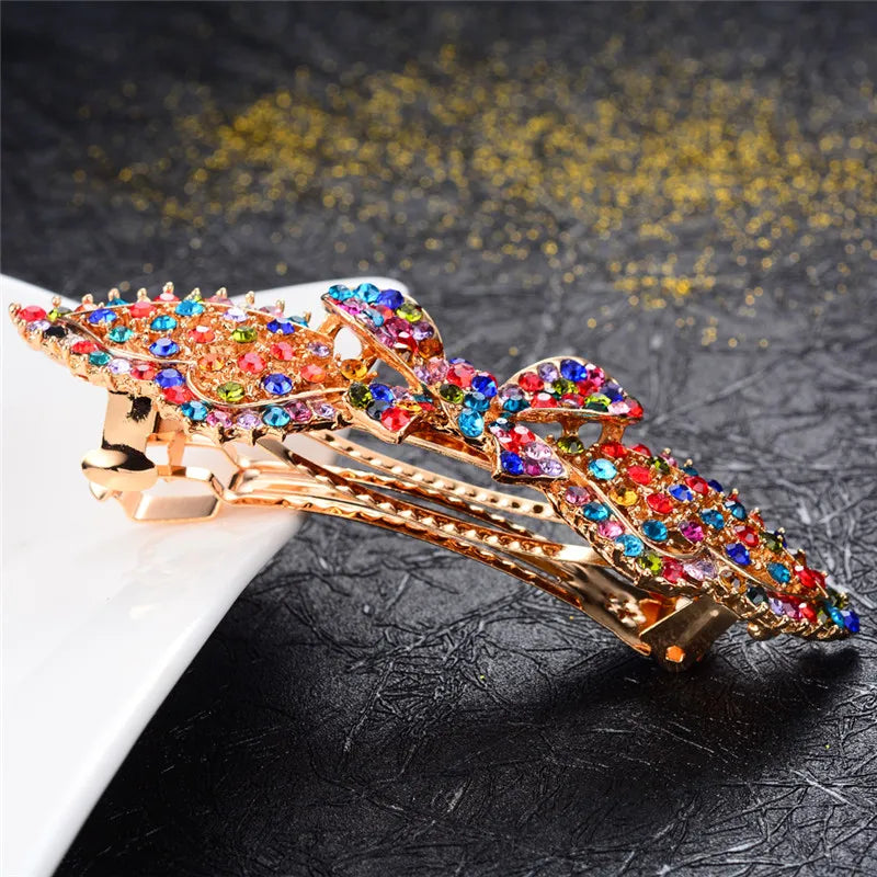 Rhinestone Crystal Butterfly Barrettes Wedding Hair Accessories