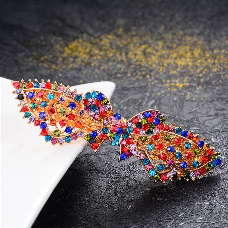 Rhinestone Crystal Butterfly Barrettes Wedding Hair Accessories