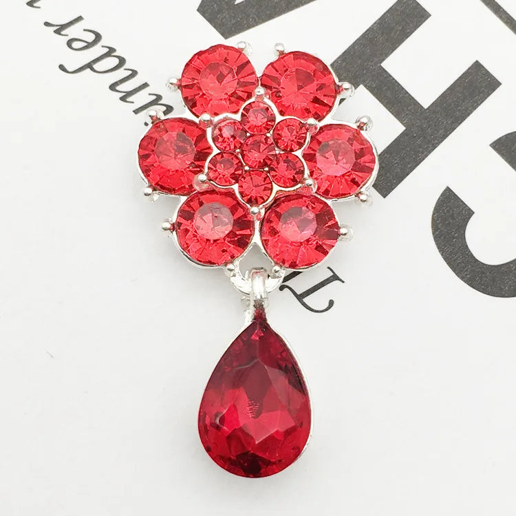 Colorful Rhinestone Flower Base Metal Findings For Jewelry Making