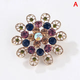 Colorful Rhinestone Wreath Flower Brooch, Vintage Jewelry Pin