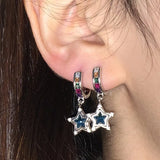 Colorful Rhinestones Pentagram Stars Drop Earrings for Women