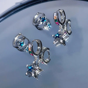 Colorful Rhinestones Pentagram Stars Drop Earrings for Women