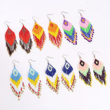 Bohemian Colorful Beaded Earrings Multicolour Hook Jewelry