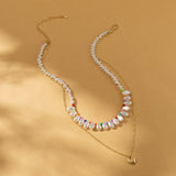 Colorful Pearl Love Pendant Necklace for Women Chain Jewelry