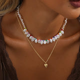 Colorful Pearl Love Pendant Necklace for Women Chain Jewelry