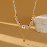 Colorful Pearl Love Pendant Necklace for Women Chain Jewelry