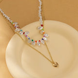 Colorful Pearl Love Pendant Necklace for Women Chain Jewelry