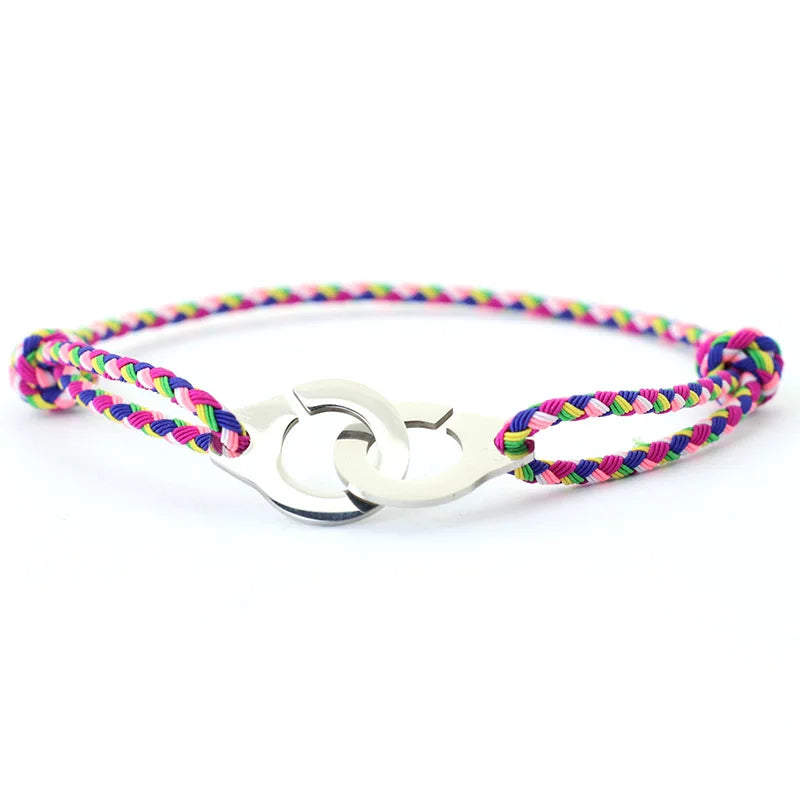 Colorful Rope Handcuff Bracelet 2mm Cotton String Adjustable Braclet